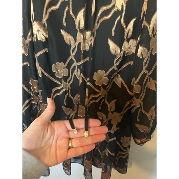 Tommy Hilfiger black and gold floral chiffon trapeze dress size 10 - Picture 11 of 14